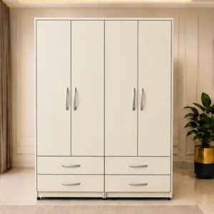 Classic 4 Door 4 Drawer Wardrobe – Elegant Bedroom Furniture with Ample Clothes Storage Space