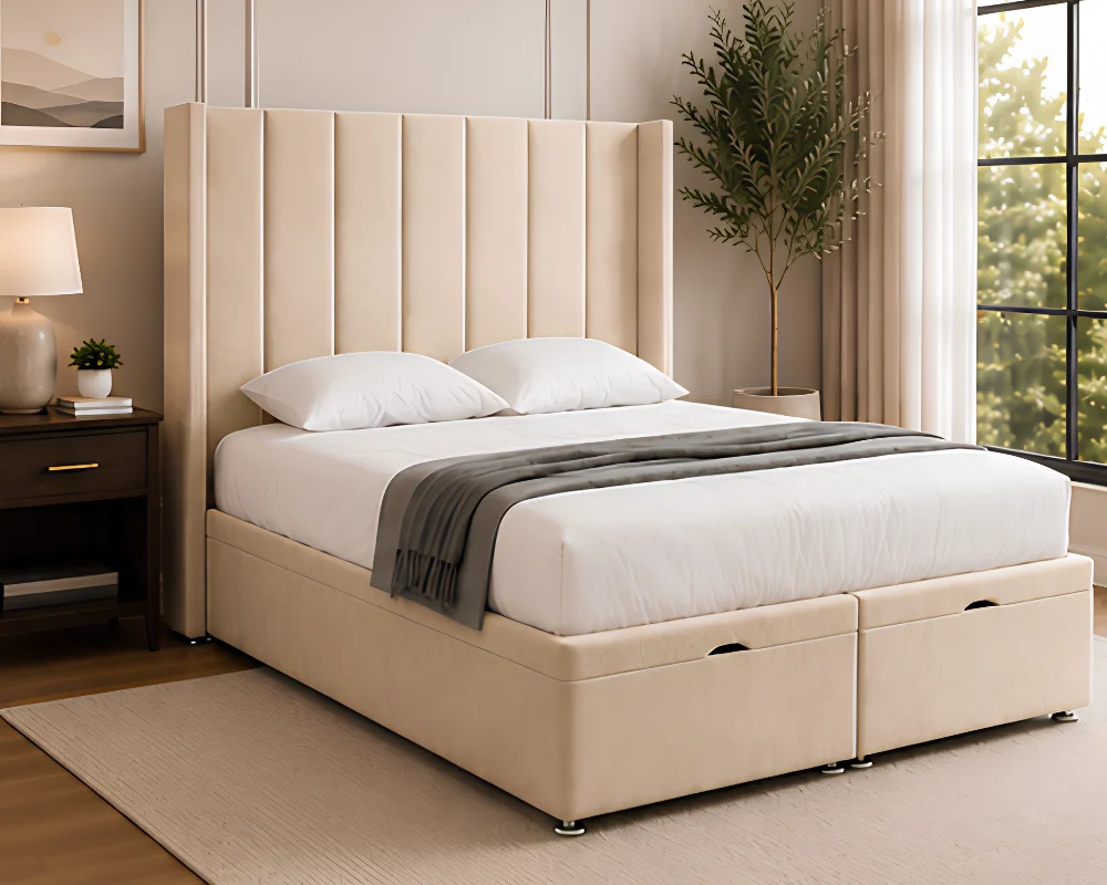 Double Storage Ottoman Bed with Mattress - 160 × 200 cm Ottoman Storage Bed - Image 2