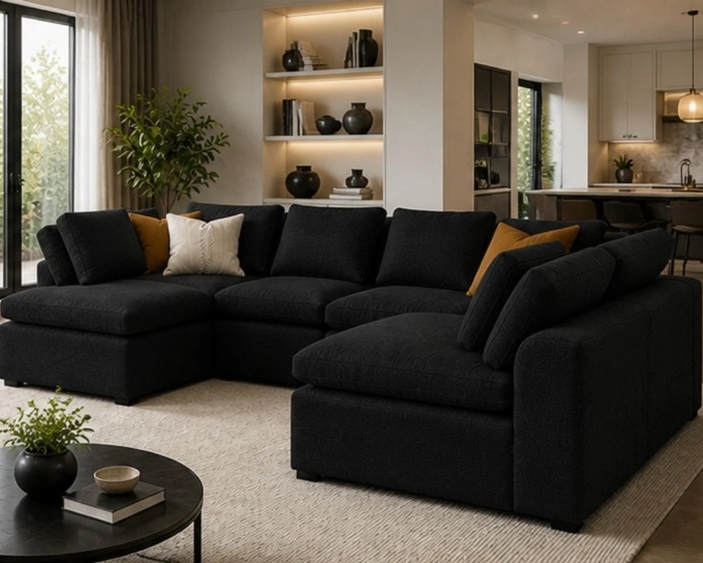 Black Sofa U Shape - Image 3
