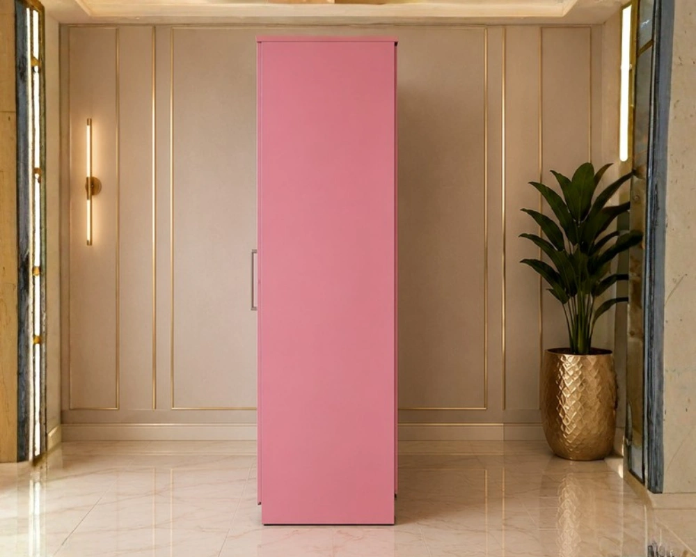 Pink 2 Door Wooden Wardrobe - Modern Bedroom Storage Cabinet - Image 4