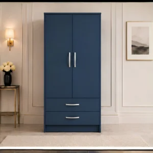 SpaceSaver Two Door Wardrobe with Drawers - Contemporary Two Door Wardrobe Cabinet