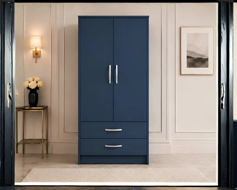 SpaceSaver Two Door Wardrobe with Drawers - Contemporary Two Door Wardrobe Cabinet
