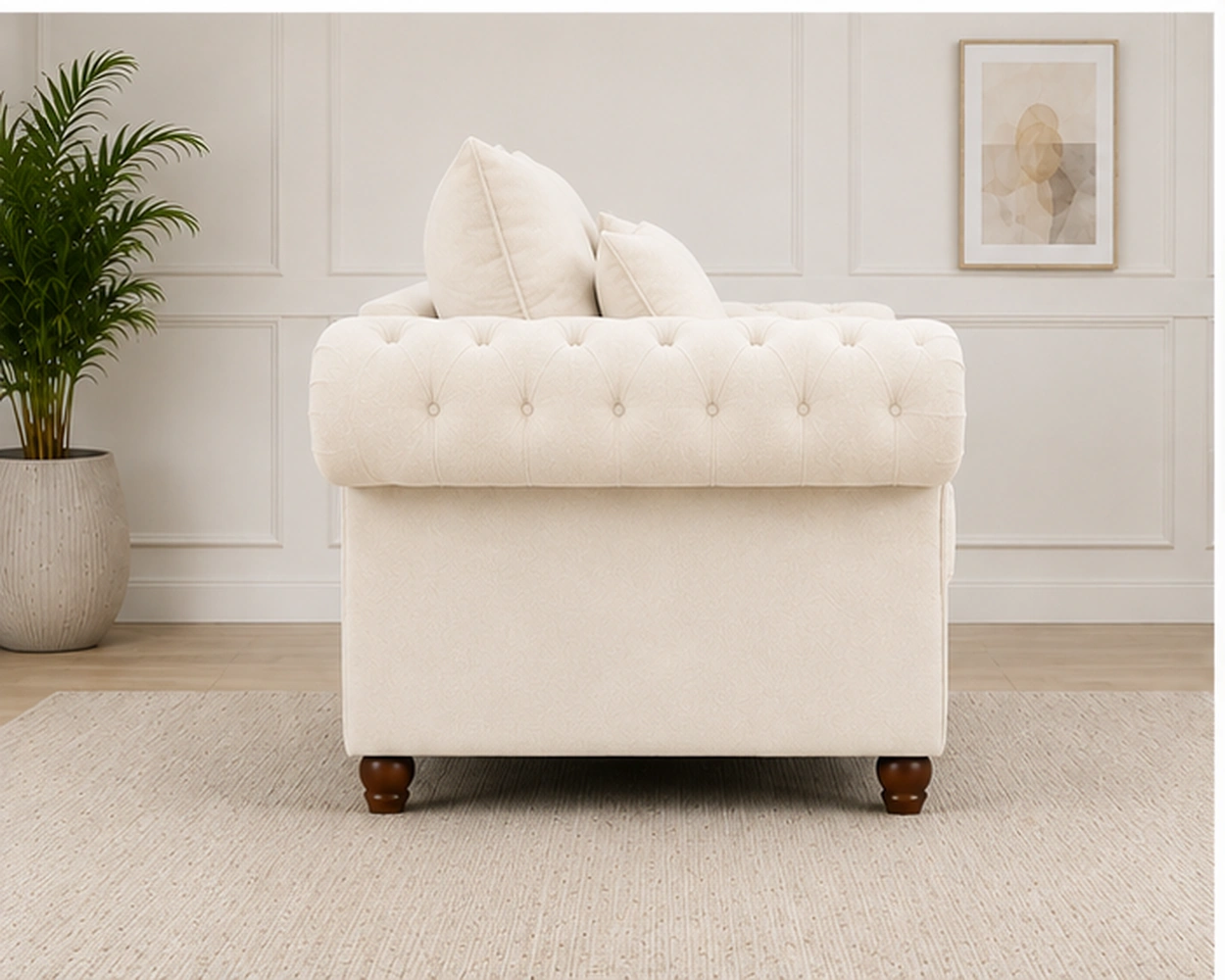 Nicole Cream Lounge Chair – Stylish 1 Seater Luxury Sofa - Image 4