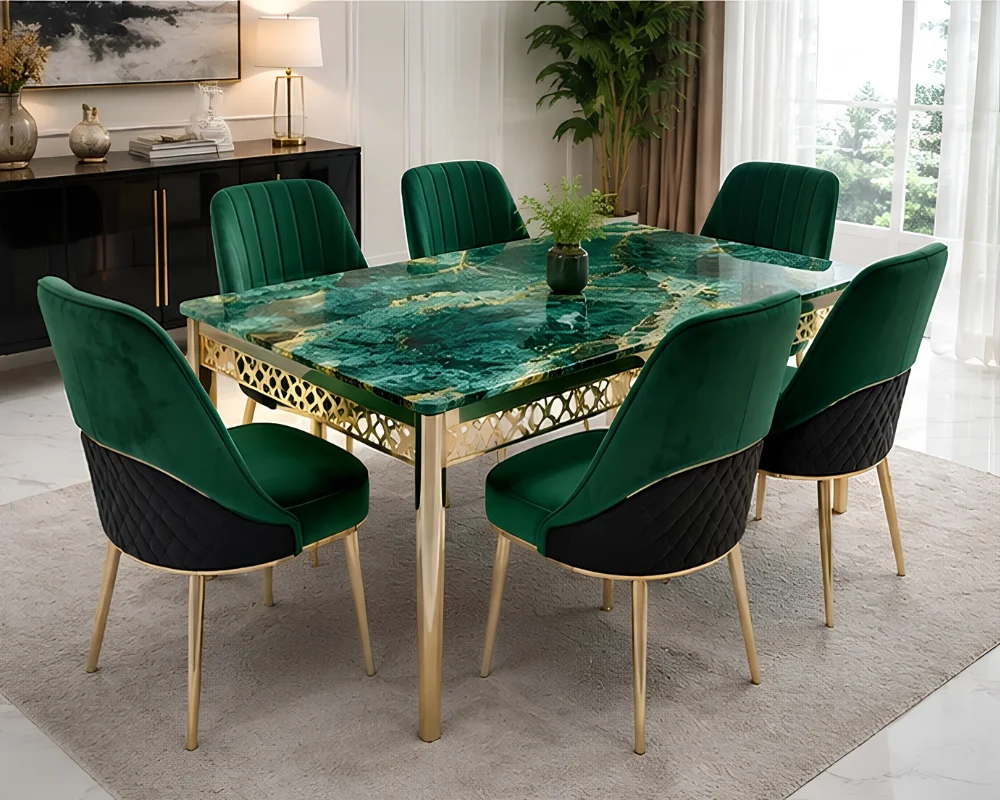 Modern Dining Table with 6 Chairs Set – Stylish Dining Furniture for Family Gatherings and Everyday Meals - Image 4