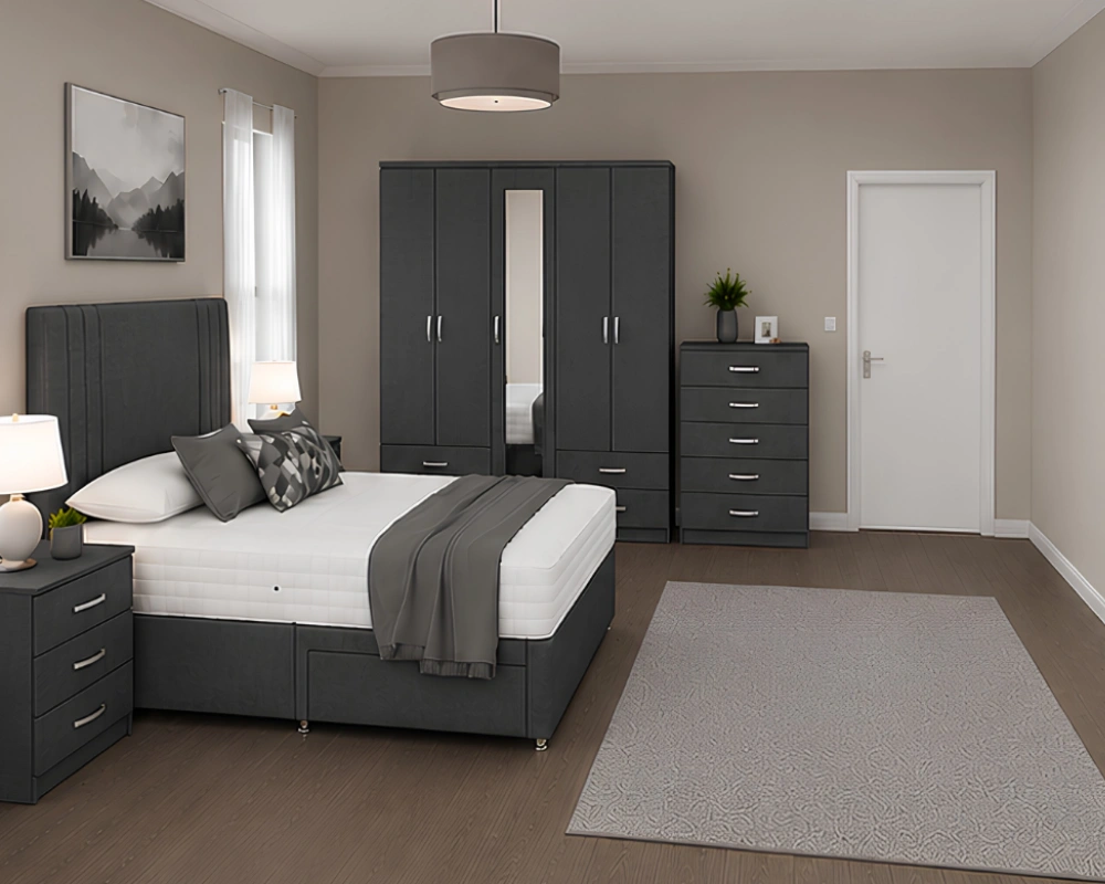 Complete Luxury Furniture Suite – King Size Bed with 5 Door Wardrobe, Five Drawer Chest & Two Matching Bed Side Tables - Image 4