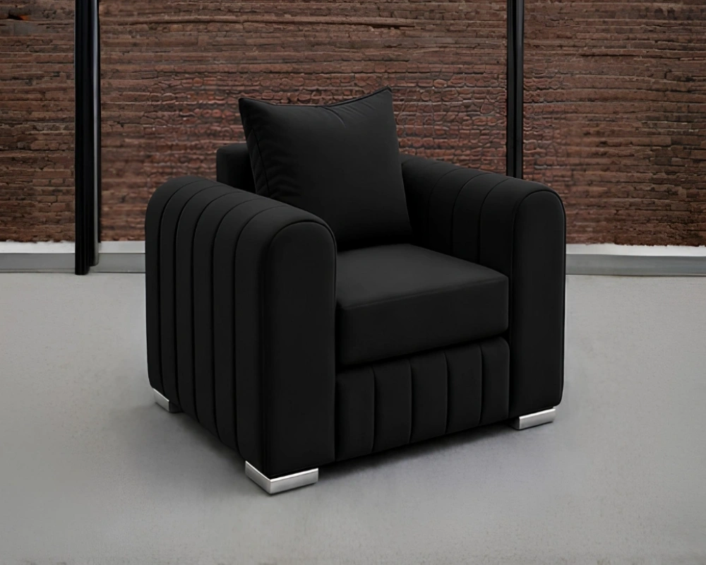 Lilly 1 Seater Black Sofa - Lilly Single Seater Sofa – Luxury Fabric Sofa - Image 2