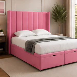 Pink Super King Size Bed – Premium 200×200cm Ottoman Frame with Mattress