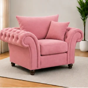 Nicole Pink 1 Seater Sofa – Elegant Luxury Lounge Chair