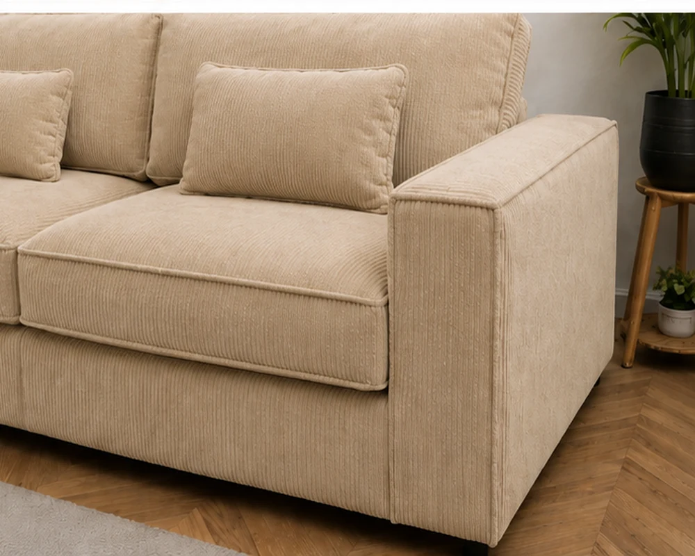 Luxury Beige L-Shaped Corner Sofa – Modern Sectional Living Room Sofa - Image 3