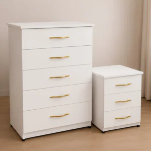Chest of 5 Drawers With Side Table - Chest of 5 Drawers - Elegant Wooden Side Table - Premium Storage Cabinet