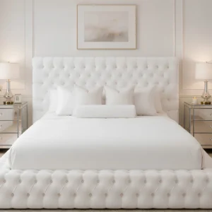 Pearl White Ambassador – Elegant White Super King Bed with Mattress