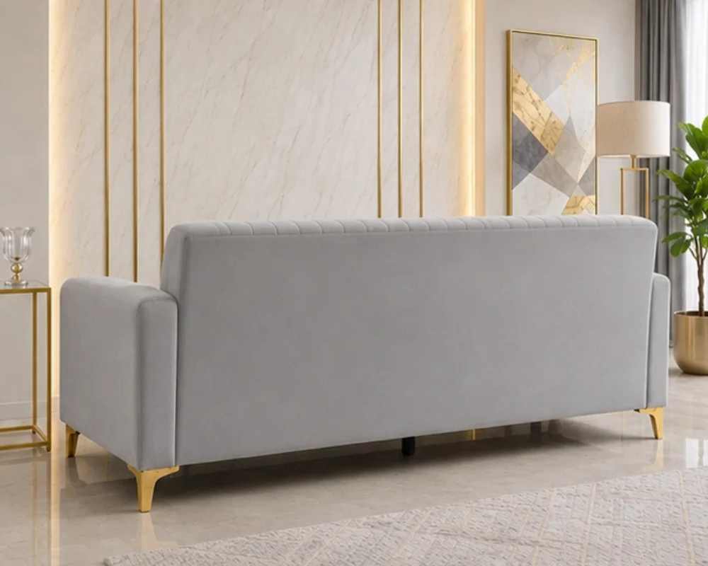 Grey Fluted 3 Seater Sofa bed – Luxury Turkish Sofa bed - Image 2