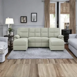 Cream Upholstered Corner Recliner Sofa – Luxury Home Furniture