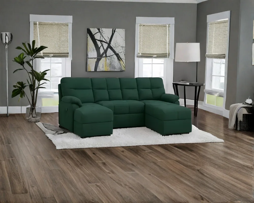 Modern Green Sofa – Luxury Fabric Sectional Sofa for Living Room