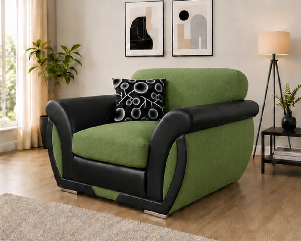 Modern Shannon Green 1 Seater Sofa – Comfortable Armchair - Image 2