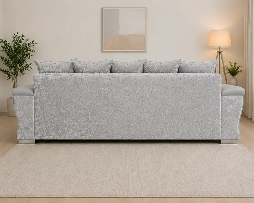 4 Seater Corner Sofa – Shannon Luxury Grey Leather 4 Seater Sofa - Image 4