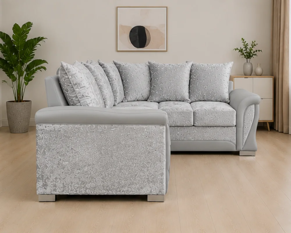 4 Seater Corner Sofa – Shannon Luxury Grey Leather 4 Seater Sofa - Image 2