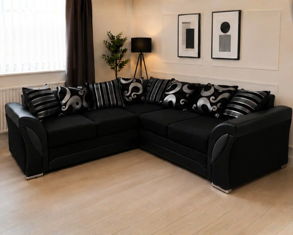 Shannon 5 Seater Corner Sofa - Luxury Black Corner Sofa