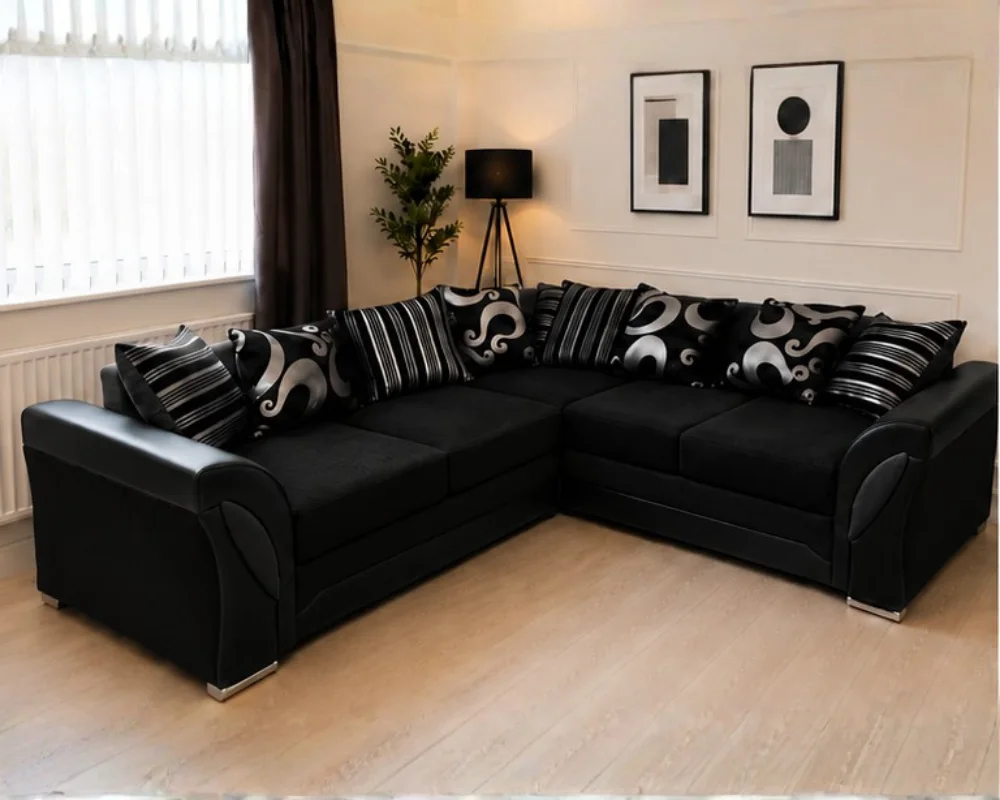 Shannon 5 Seater Corner Sofa - Luxury Black Corner Sofa - Image 4
