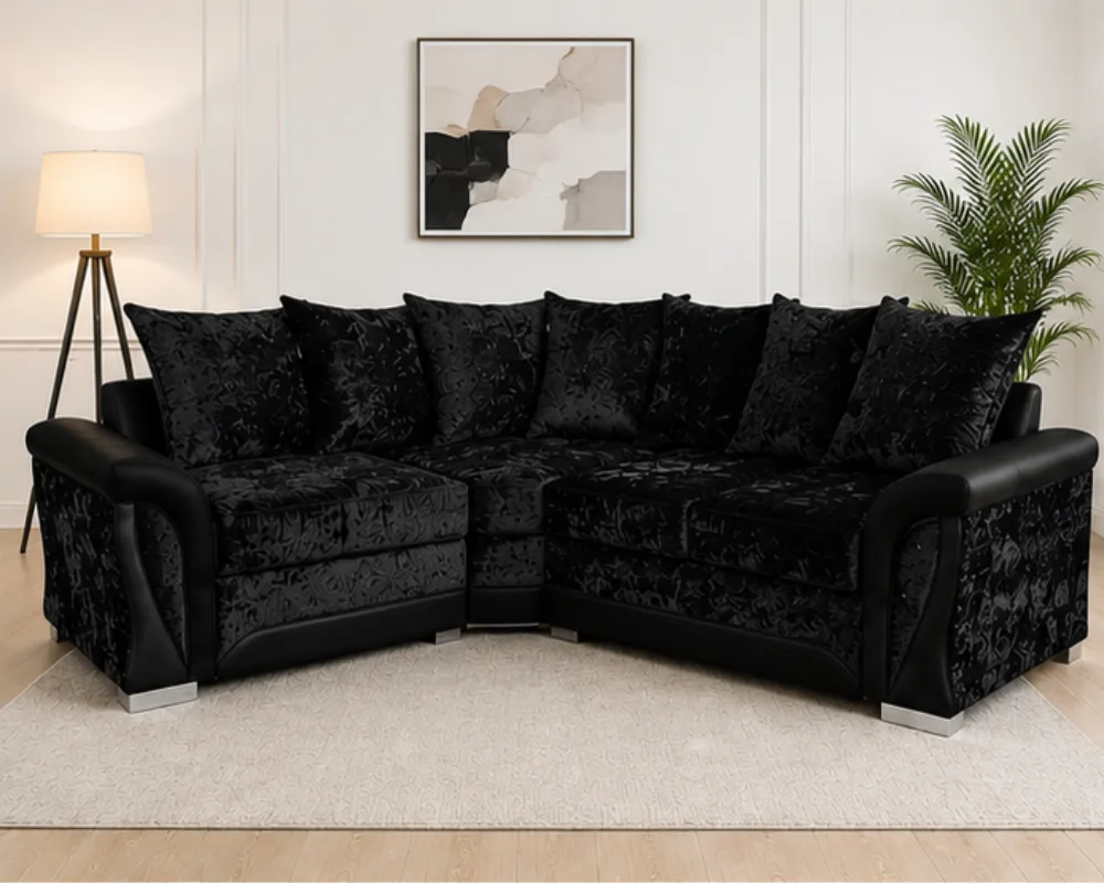 Black Shannon Sofa - Spacious 4 Seater Living Room Sofa & L Shape Sofa