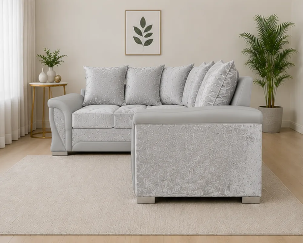 4 Seater Corner Sofa – Shannon Luxury Grey Leather 4 Seater Sofa - Image 3