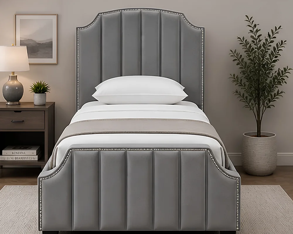 Arizona Heritage Grey Single Bed – Timeless Luxury Design – Single Bed with Mattress
