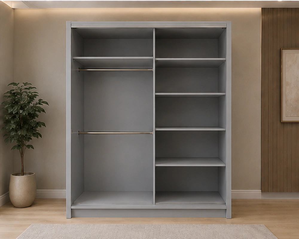 Large Modern Sliding Door Wardrobe with Mirror – Stylish Bedroom Storage Solution with Spacious Hanging Area, Multiple Shelves, Durable Construction and Space-Saving Design - Image 4