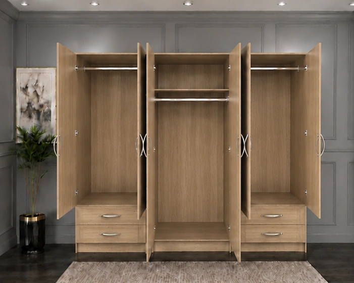 Stylish Mirrored Wardrobe with 6 Spacious Doors and Drawers | Modern Bedroom Furniture for Clothes, Bedding and Everyday Essentials - Image 3