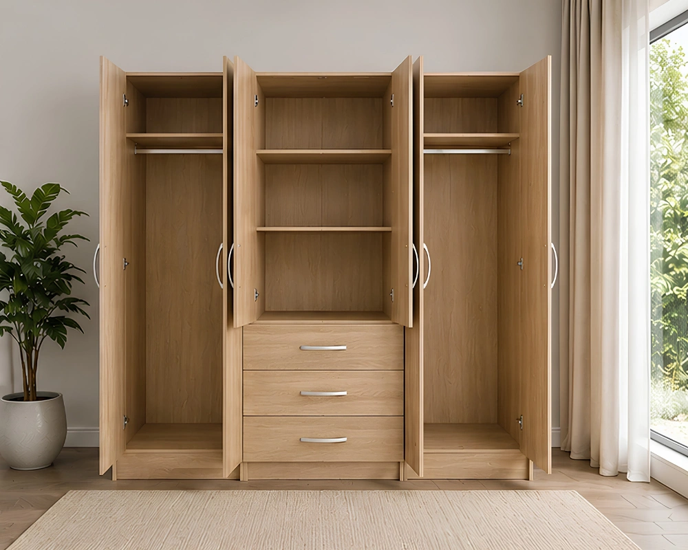 Modern Spacious Wardrobe with Drawers Six Door Design for Complete Storage - Image 4
