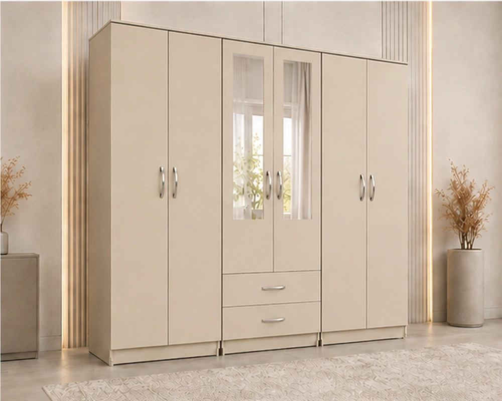 Large Premium 6 Door Mirrored Wardrobe for Modern Home - Image 4