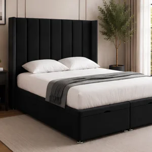 Luxury Black Super King Storage Bed – Super King Ottoman Bed Frame with Mattress