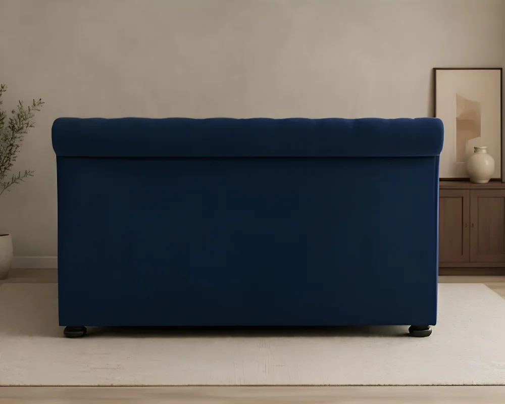 Designer Blue Upholstered Sleigh Double Bed - Premium Bed Frame with mattress - Image 4