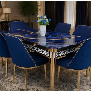 Dining Table with 6 Chairs Set – Stylish Furniture Set for Family Dining - Guests and Everyday Home Use