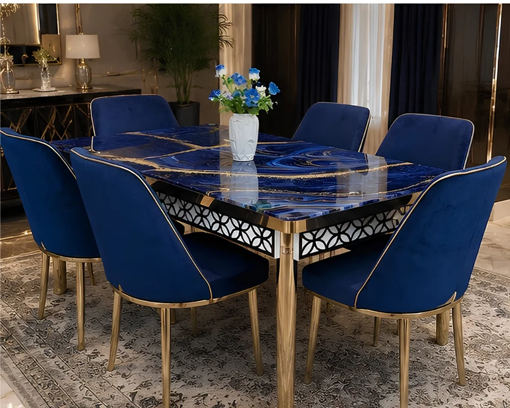 Dining Table with 6 Chairs Set – Stylish Furniture Set for Family Dining - Guests and Everyday Home Use