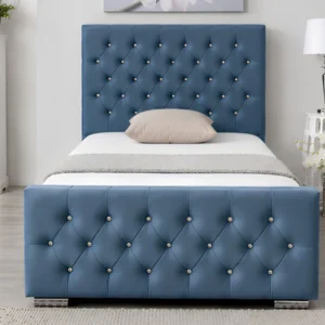 Designer Blue Florida Single Bed with Mattress - Premium Upholstered Bed