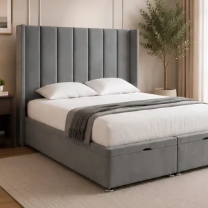 Grey Super King Ottoman Frame – Modern 200×200cm Bed - Elegant Super King Ottoman Storage Bed