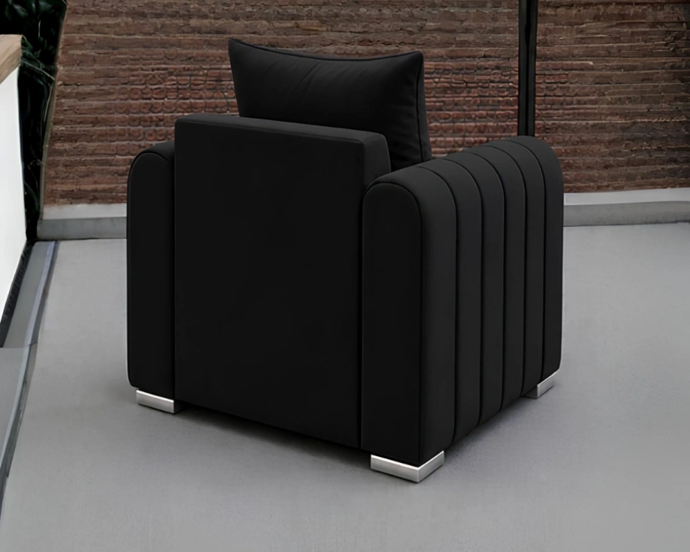 Lilly 1 Seater Black Sofa - Lilly Single Seater Sofa – Luxury Fabric Sofa - Image 4