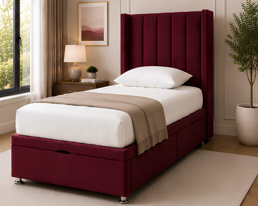 Premium Single Ottoman Storage Bed - Comfortable Single Ottoman Bed with Mattress - Image 2