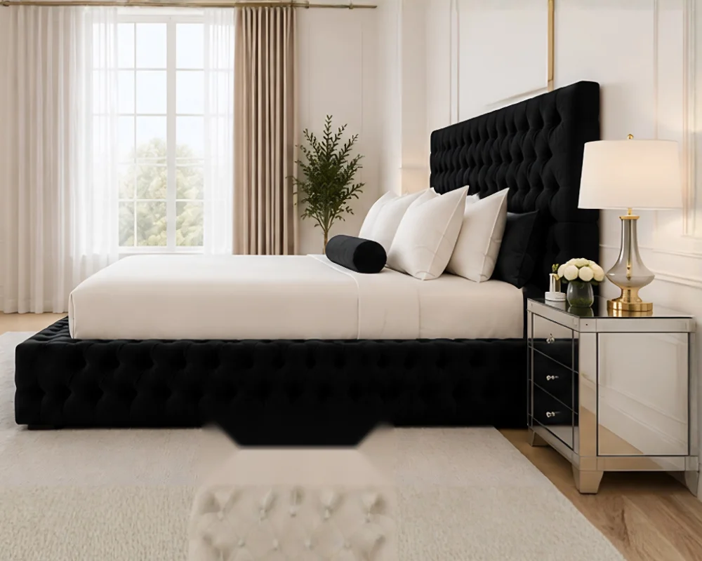 Luxury Black Ambassador Double Bed with Mattress – 4ft6 | 160 × 200 cm - Image 3
