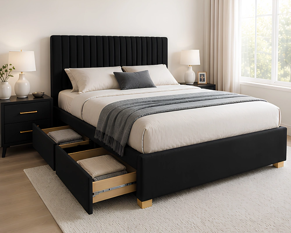 Double Divan Bed with Drawers - Double Divan Bed – Comfortable Mattress & Storage Drawers - Image 2