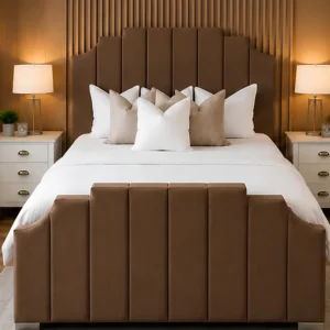 Premium Brown Arizona Double Bed - 160x200 cm Bed Frame-Bed with Mattress