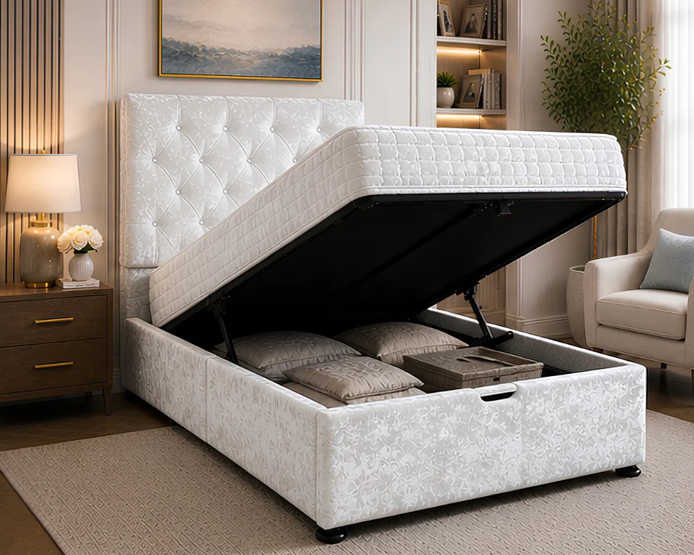 Space Saving Single Bed with Mattress - Single Gas Lift Storage Bed