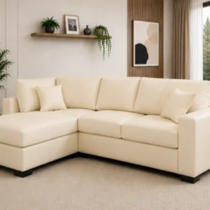 4 Seater Corner Sofa - Dylan Stylish Lounge Sofa – Beige Elegant 4 Seater Leather Sofa