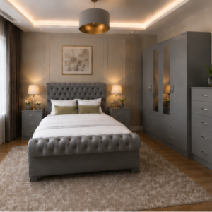 Luxury Bedroom Collection with Four Door Wardrobe With Four Drawer - Chest of Five Drawers With Two Bed Side Table