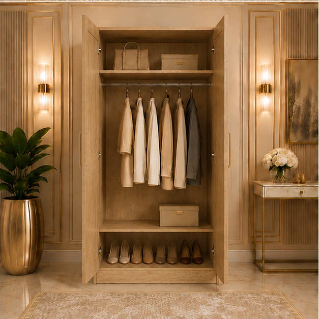 Modern 2 Door Wardrobe with Dual Full-Length Mirrors - Two Door Wardrobe with 2 Mirrors - Image 5